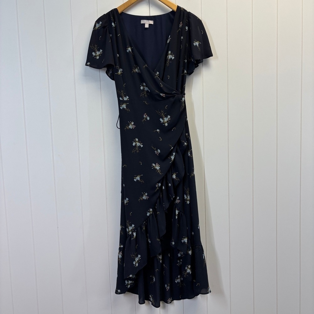 Chelsea28 Womens Cottage Floral Ruffle Wrap Around Midi Dress Size XS Feminine